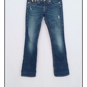 Women's TRUE RELIGION #112790 Distressed Dark Blue Jeans-BECKY- Sz. 26 Nice!